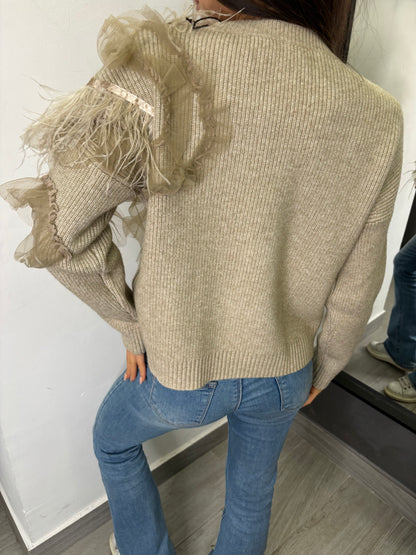 Maglione Tulle Fango