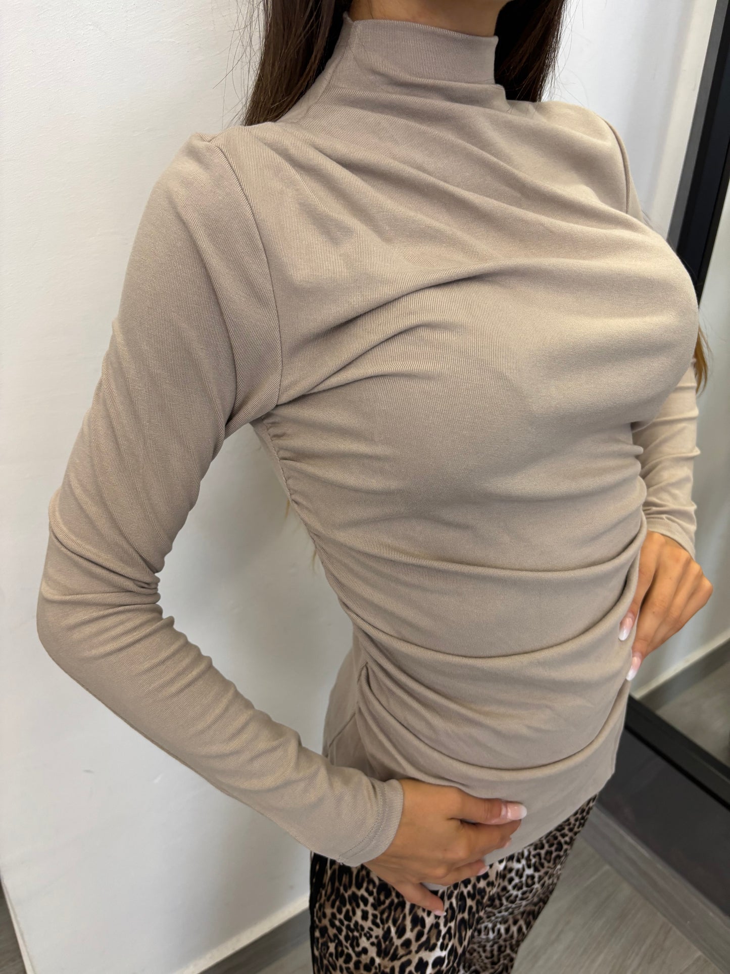 Maglia Basic Arricciata Beige