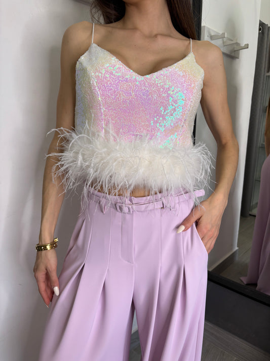 Top Piume Bianco