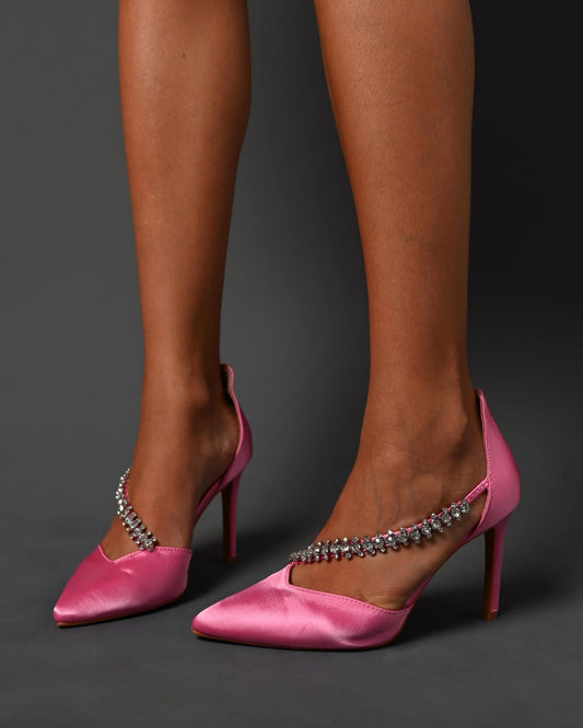 DÉCOLETTÉ CRYSTAL IN RASO FUCSIA