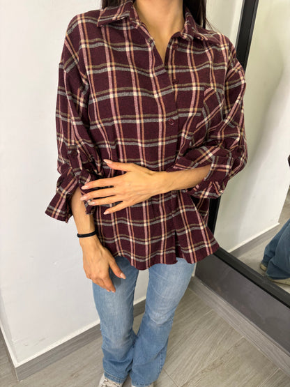Camicia Scozzese Bordeaux