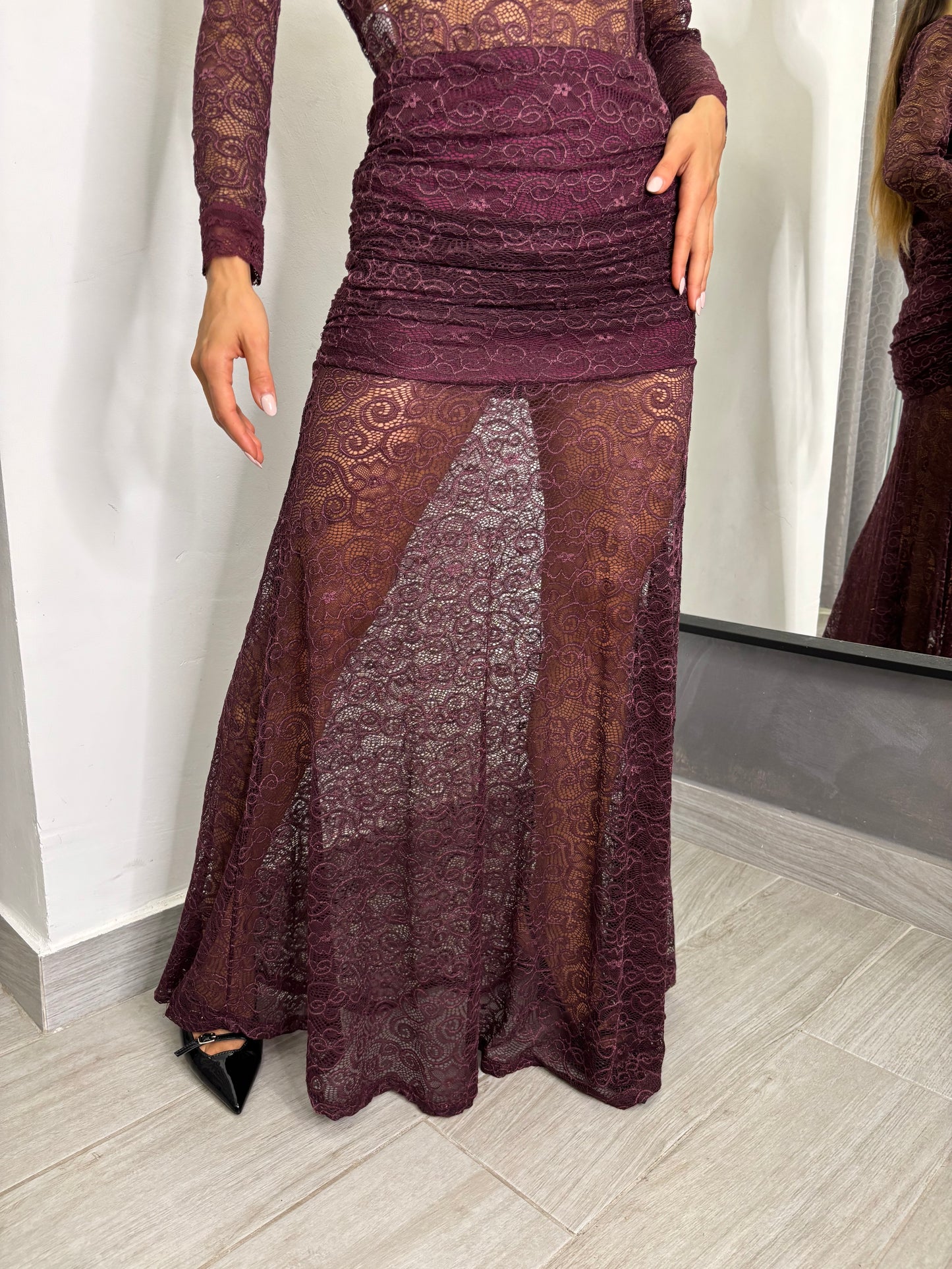 Gonna Pizzo Burgundi Lumina