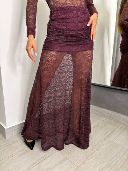 Gonna Pizzo Burgundi Lumina