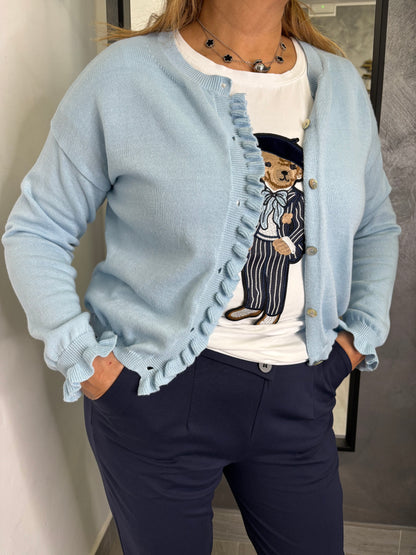 Cardigan Smerlato Celeste