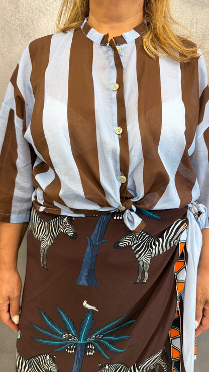 Camicia Righe Marrone