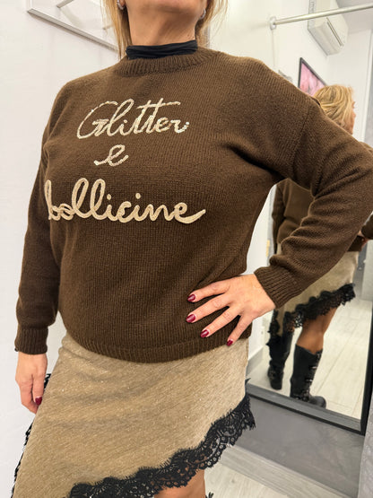 Maglioncino Glitter e Bollicine Marrone