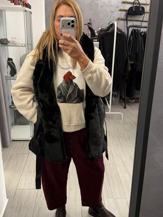 Gilet in Ecopelliccia Nera