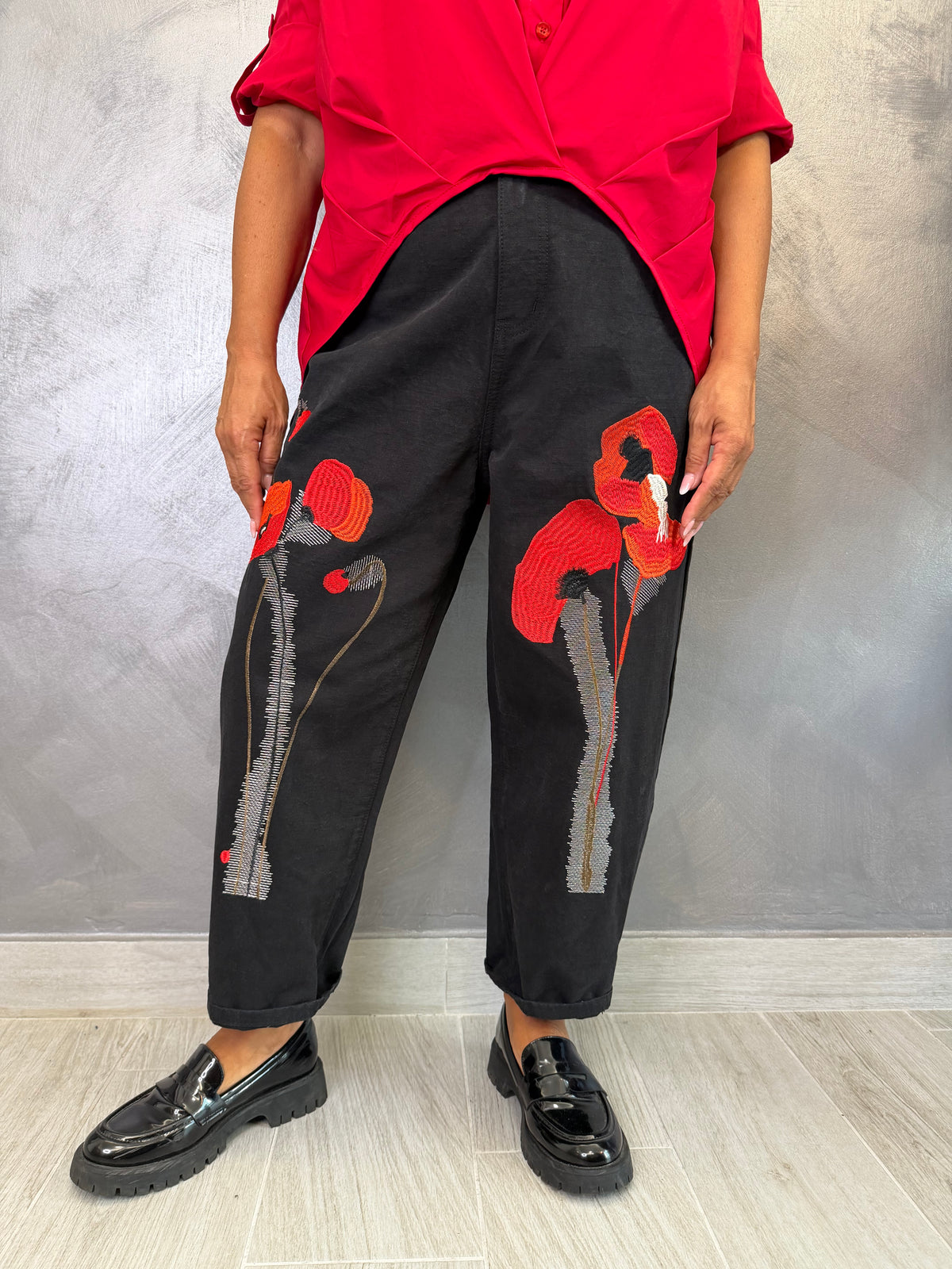 Jeans Wendy Neri Ricamo Floreale