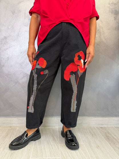 Jeans Wendy Neri Ricamo Floreale