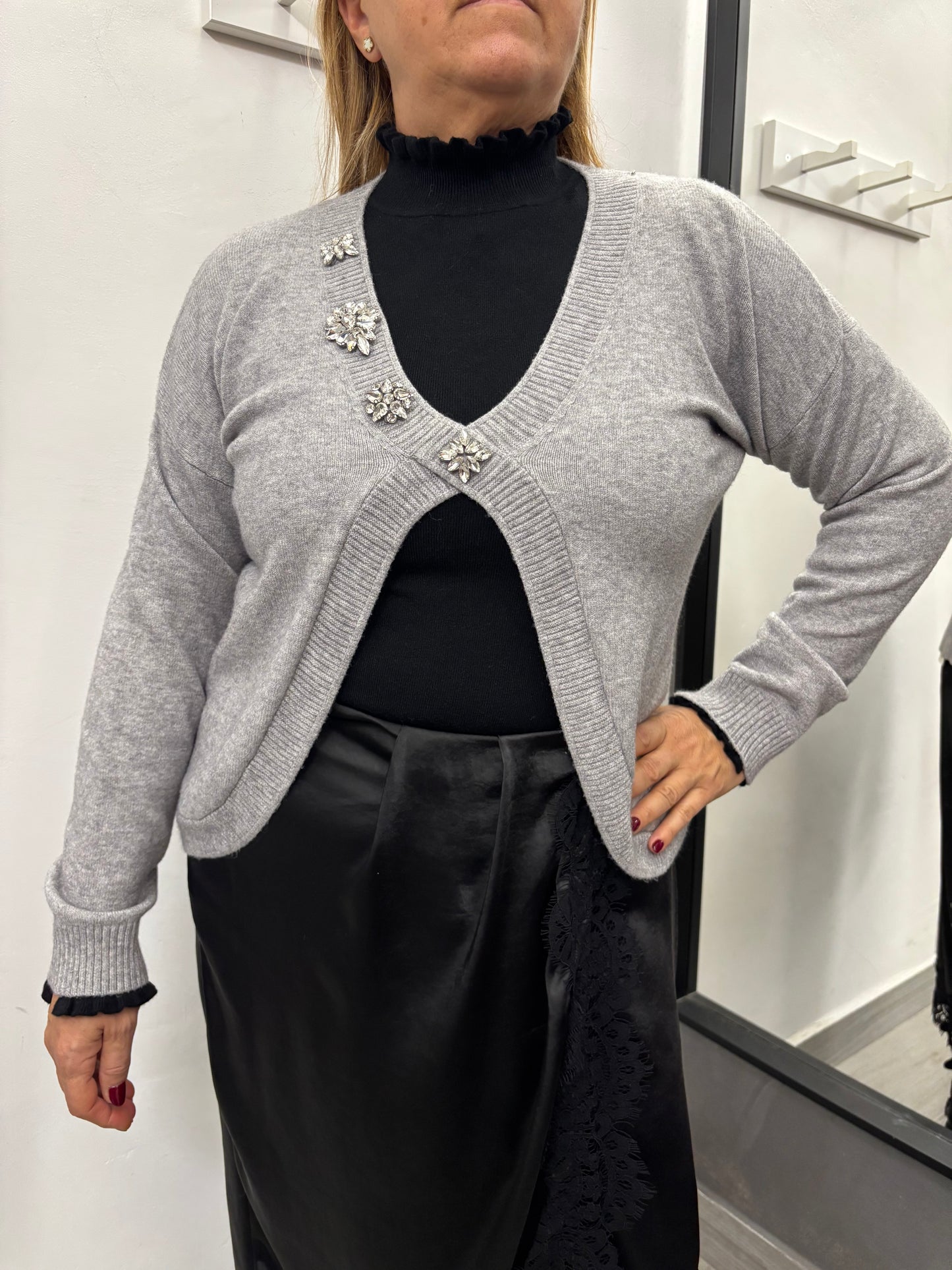 Maglioncino Scollo V Grigio