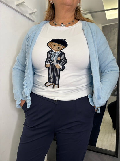 Cardigan Smerlato Celeste
