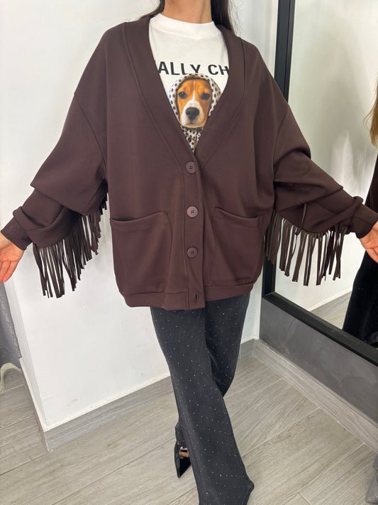 Cardigan Frange Marrone Lumina