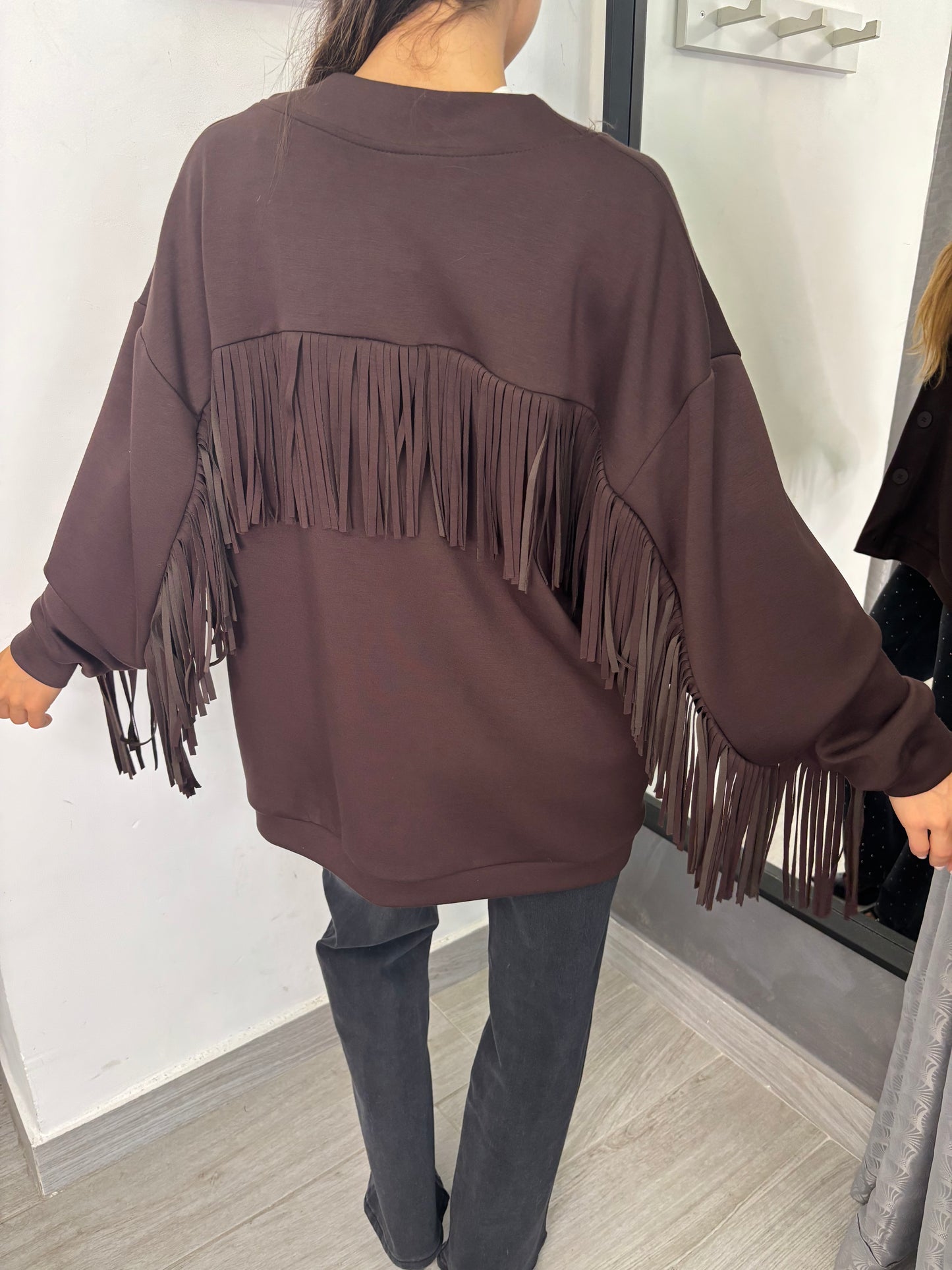 Cardigan Frange Marrone Lumina