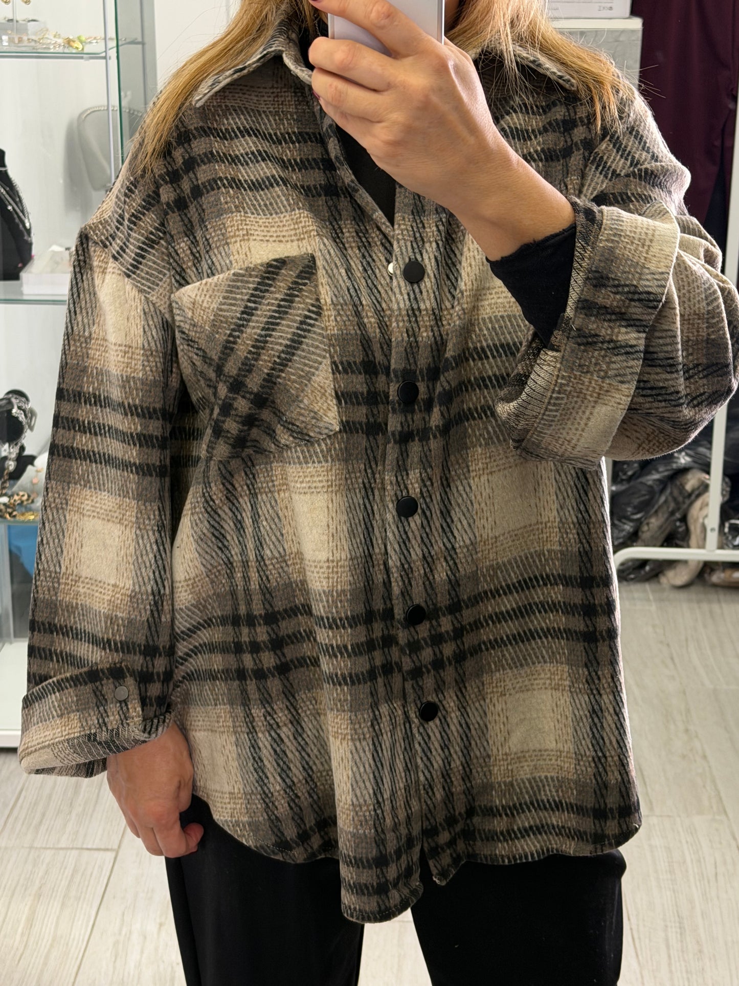 Camicia Quadri Beige