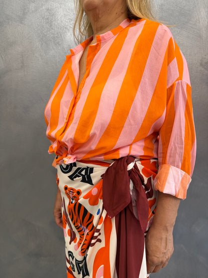 Camicia Righe Arancio/Rosa