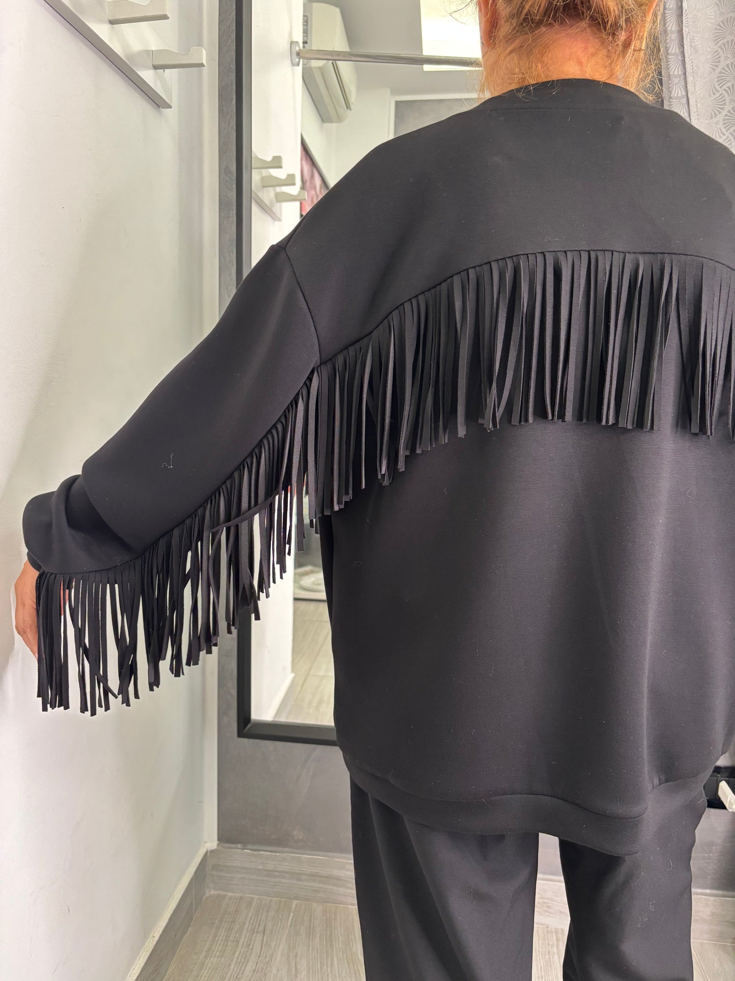 Cardigan Frange Nero Lumina