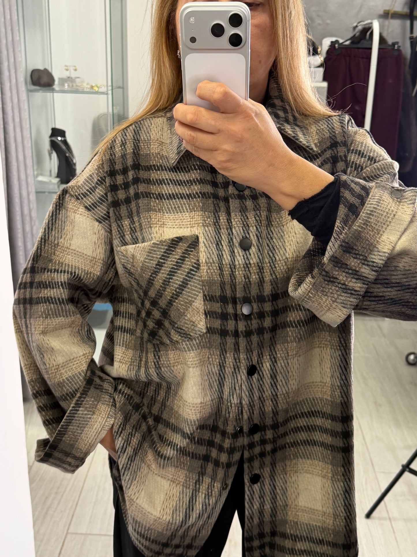 Camicia Quadri Beige