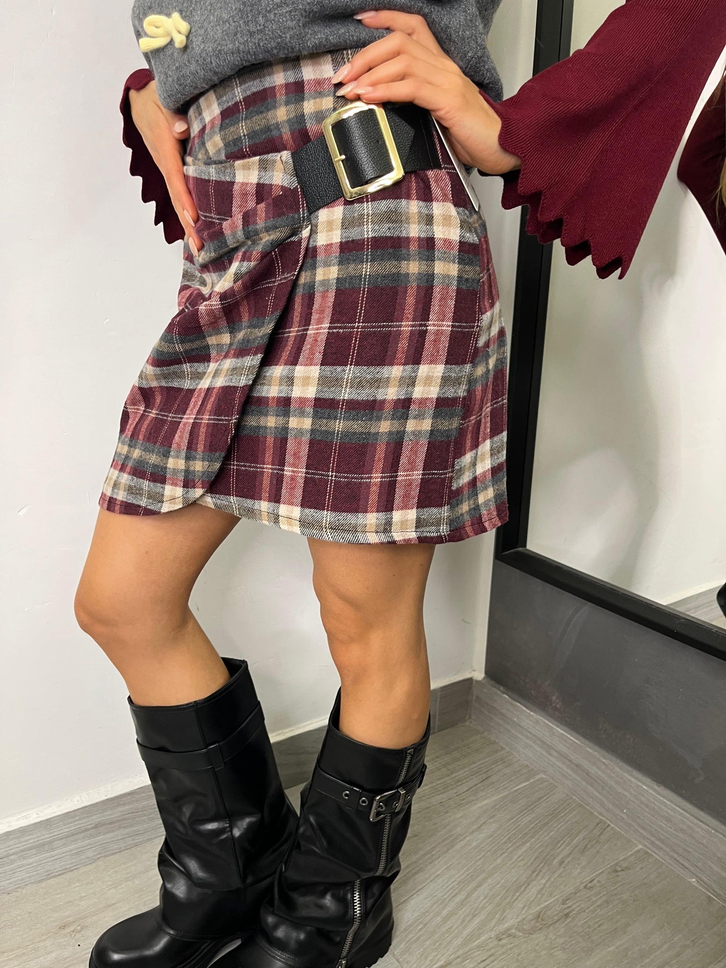 Gonna Scozzese Bordeaux