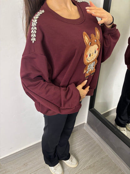 Felpa Labubu Bordeaux