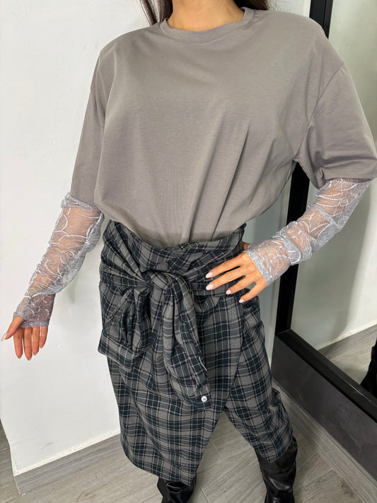 T-Shirt Pizzo Grigio Chiaro Vicolo