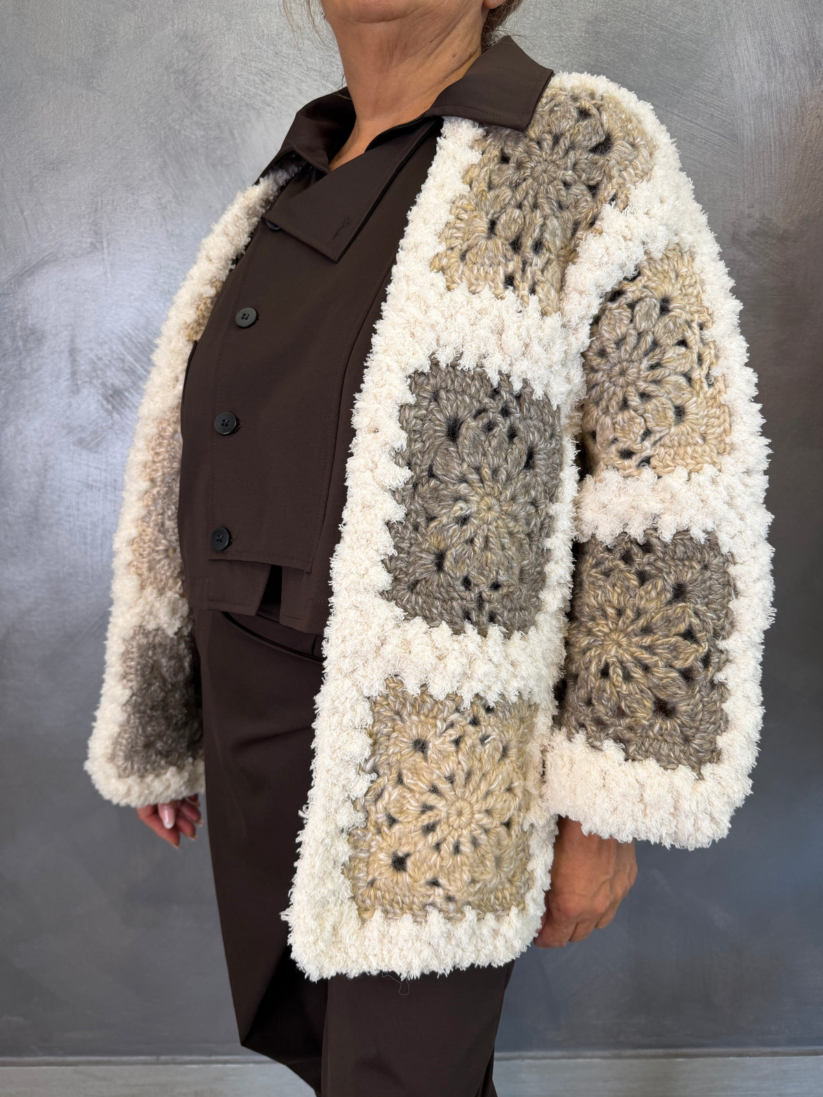 Cardigan Crochet Burro/Beige