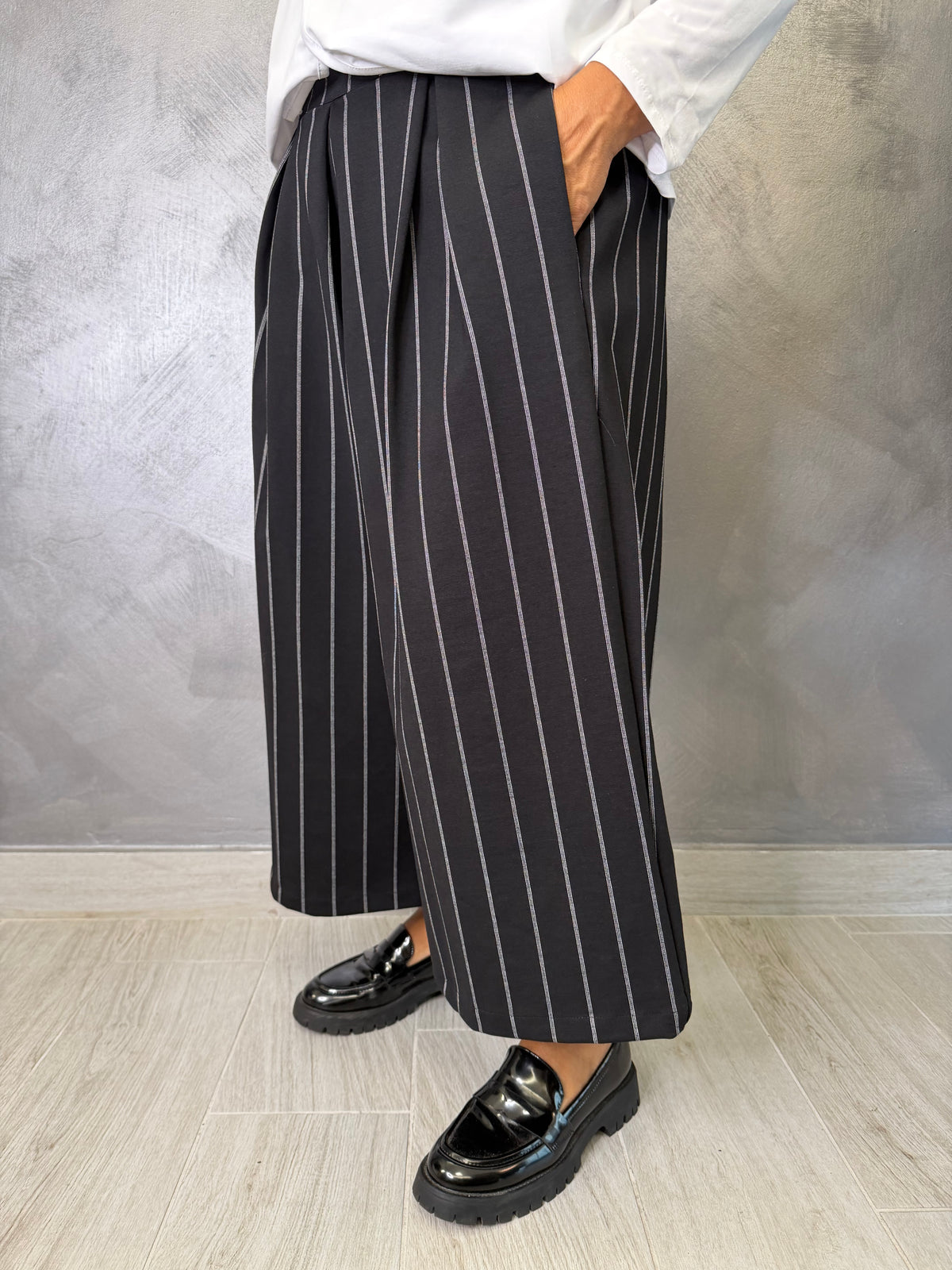 Pantalone Aléa Uni Gessato Nero