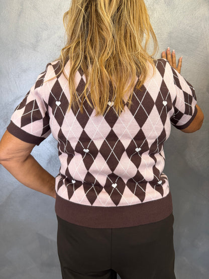 Maglia Rombi Marrone e Rosa