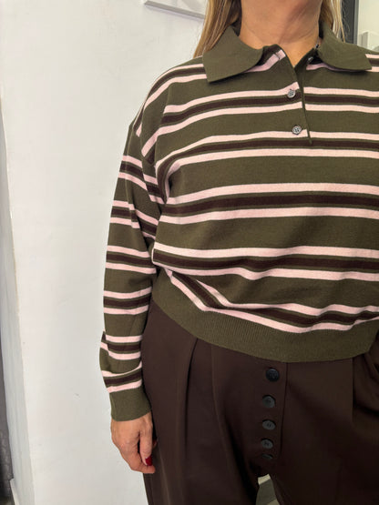 Polo Righe Marrone