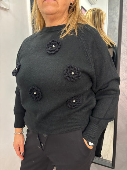 Maglione Perla Fiore Nero