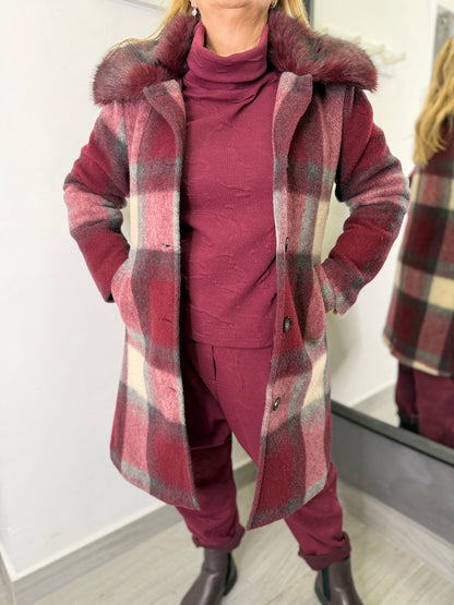 Cappotto Quadri Burgundi