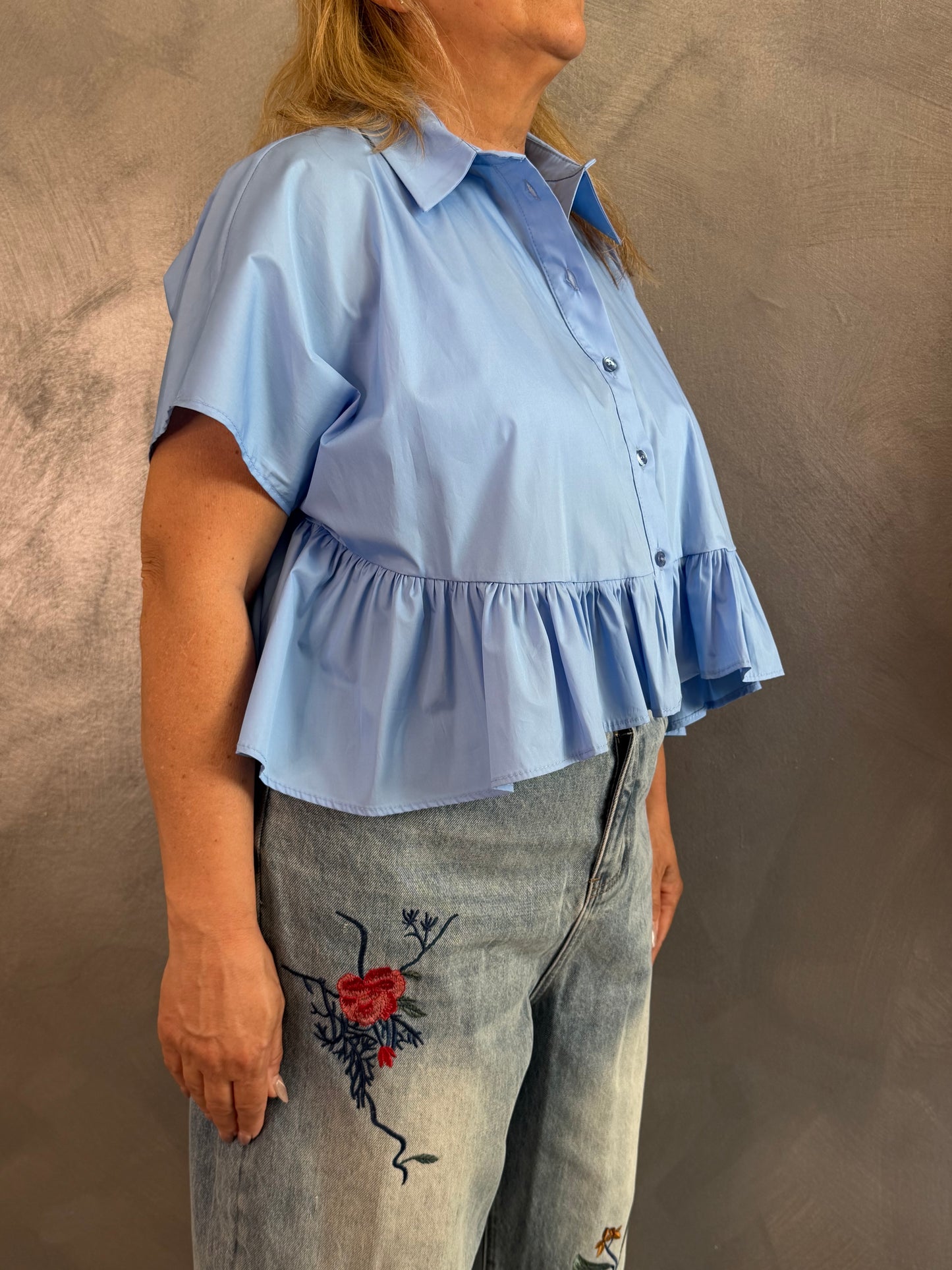 Camicia Crop Imperial Azzurra