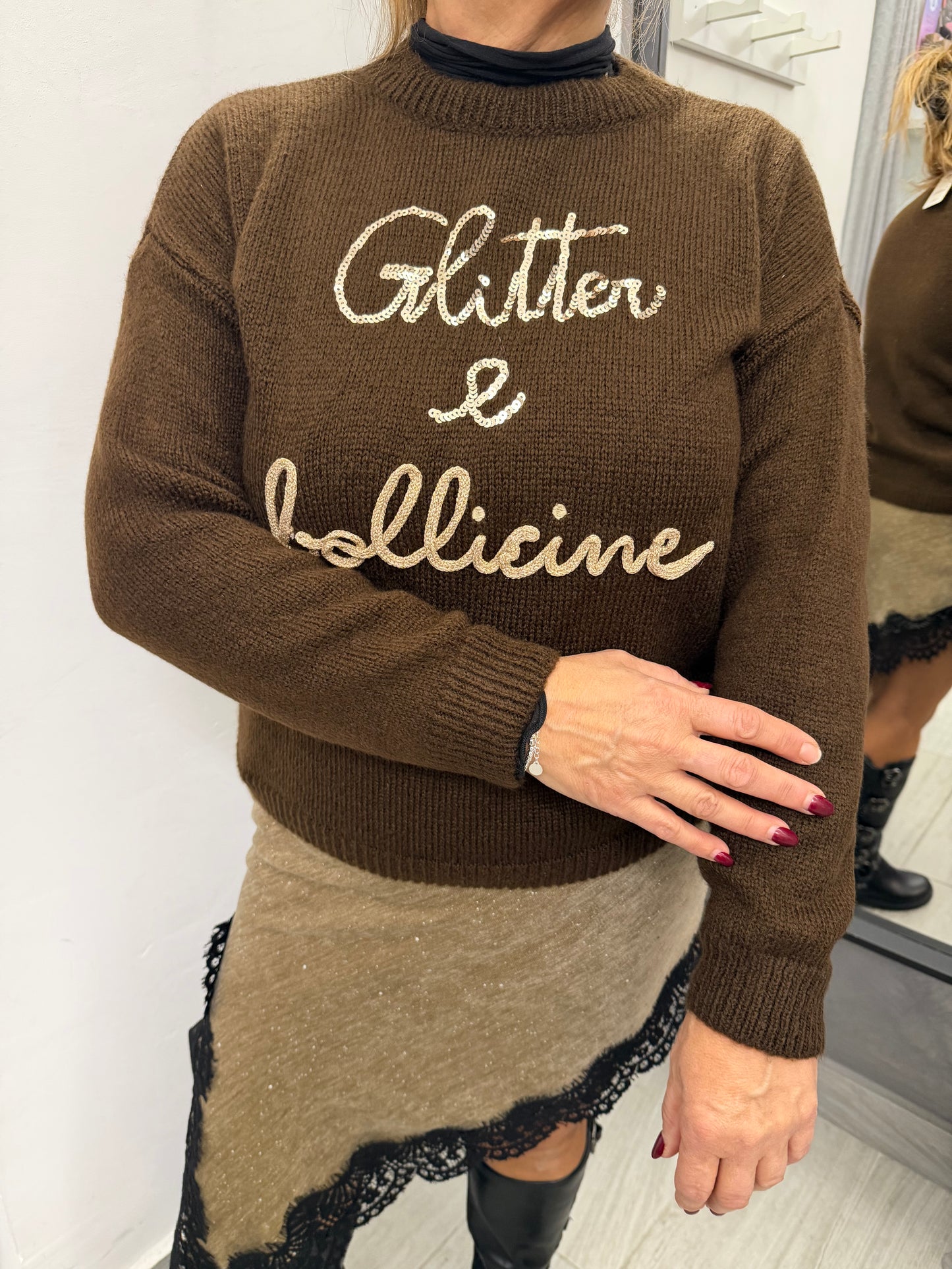 Maglioncino Glitter e Bollicine Marrone
