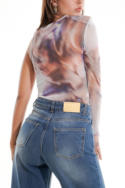 HAVE ONE - MAGLIA MONOSPALLA IN FANTASIA