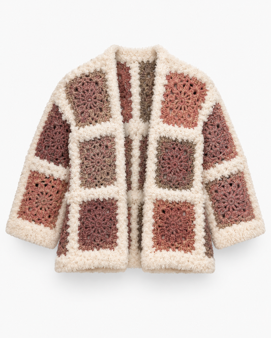 Cardigan Crochet Burro/Burgundy