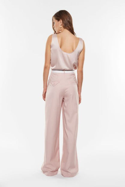 Pantalone a palazzo con pinces e cintura