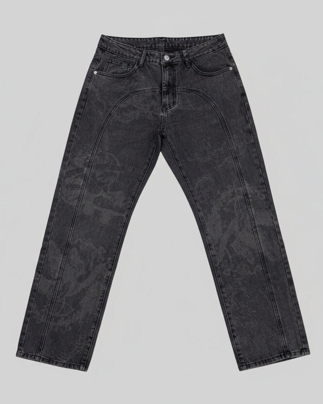 Jeans Floral Wash Black