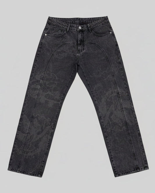 Jeans Floral Wash Black