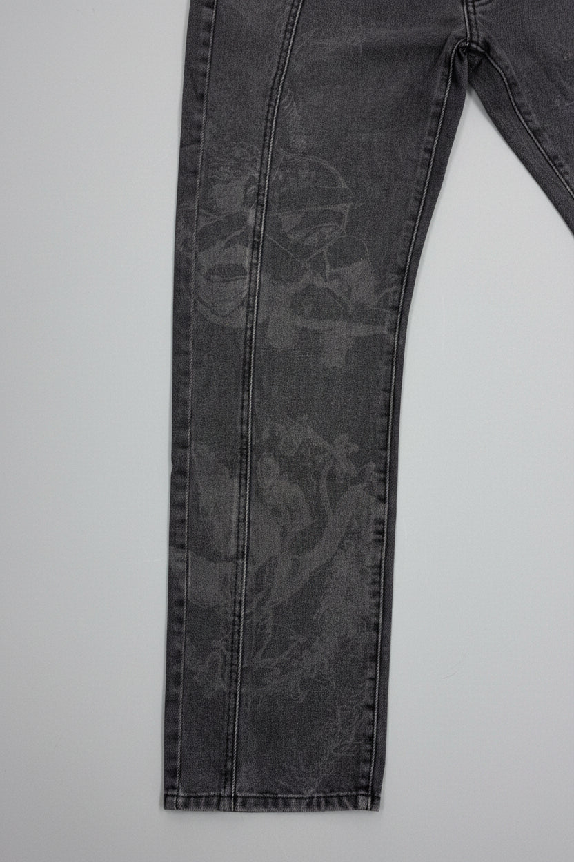 Jeans Floral Wash Black