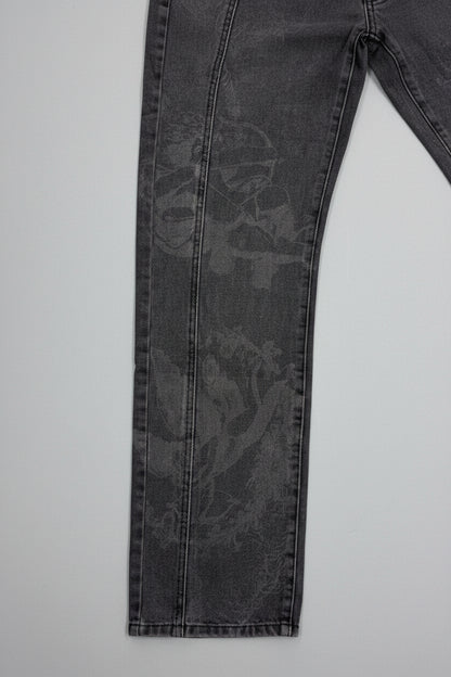 Jeans Floral Wash Black