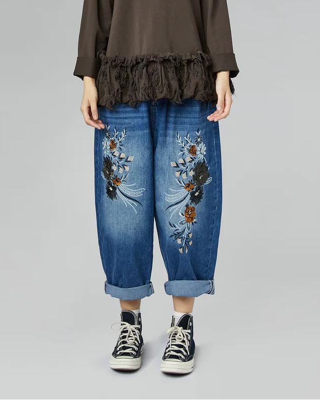 Jeans Wendy Ricami Floreali
