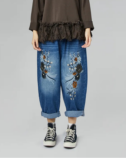 Jeans Wendy Ricami Floreali