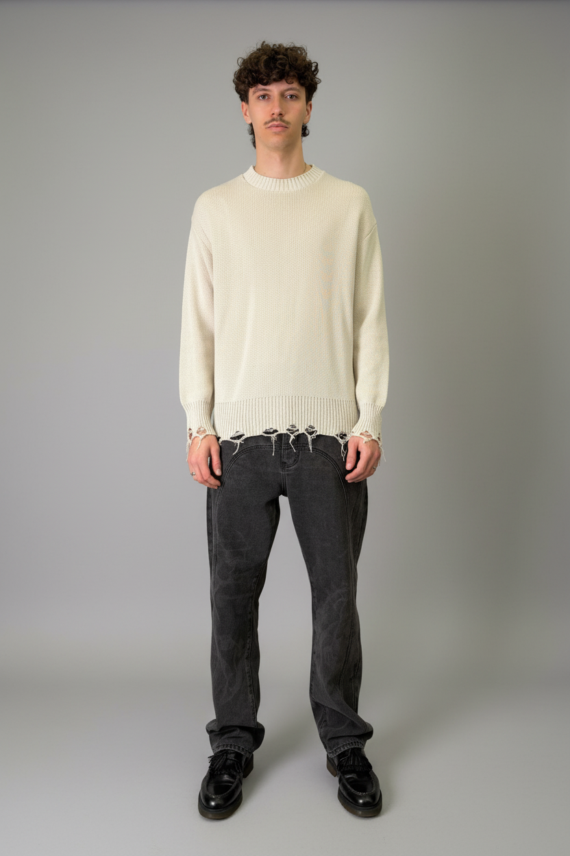 Maglia Raw Edge Cream
